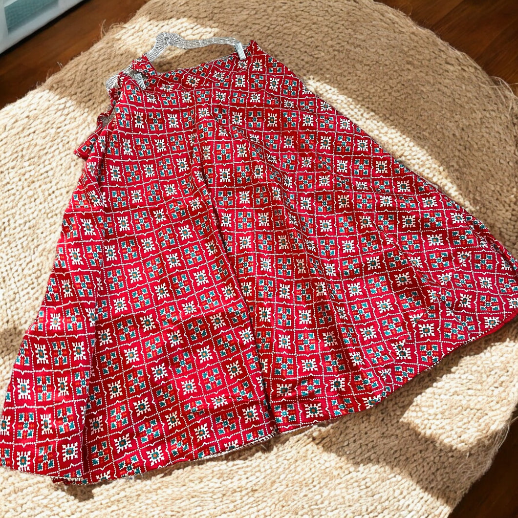Red Patola Free size Soft Silk Skirt
