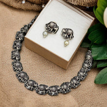 Load image into Gallery viewer, German Silver Cute elephant choker Necklace set
