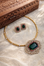 Load image into Gallery viewer, Premium Ethnic Hydro stone Hasli Necklace set
