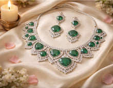 Load image into Gallery viewer, Isha Ambani Green American Diamond Necklace set
