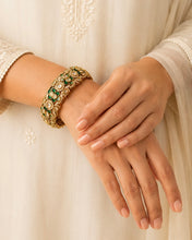 Load image into Gallery viewer, Green Tayani 22k Gold Plated Epoxy Cz Openable Kada
