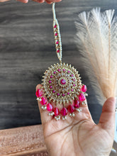 Load image into Gallery viewer, Big Jumbo polki Bahubali pearl jhumki earrings with maangtikka
