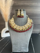 Load image into Gallery viewer, 22k gold plated Tayani elephant ruby Designer Statement Necklace set
