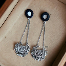 Load image into Gallery viewer, Masakali Handmade Mirror Tassel silver handmade Earrings
