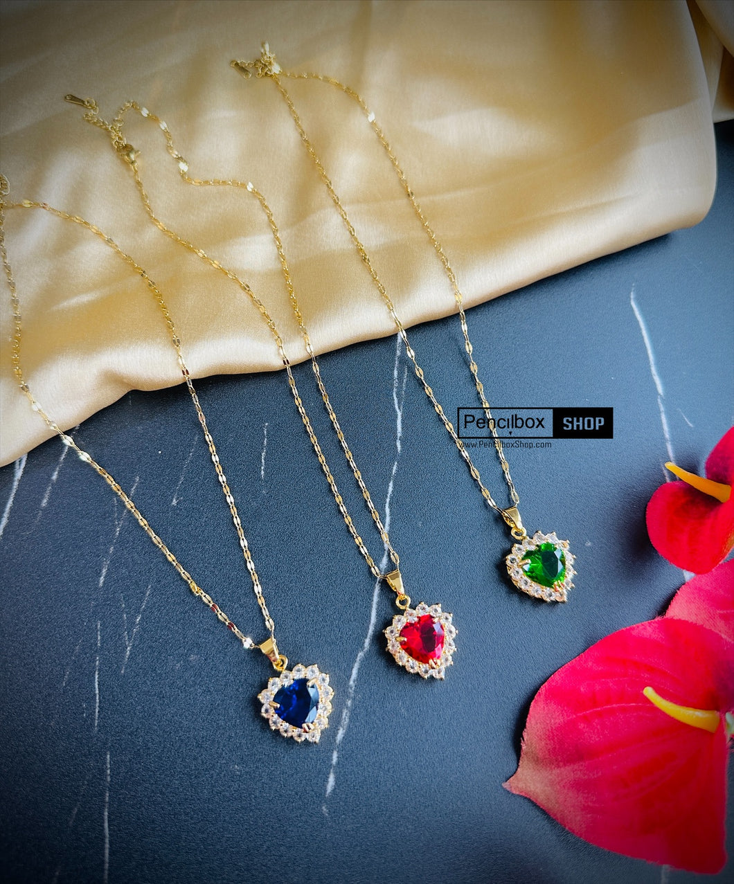 Heart Golden Rhinestone Chain simple necklace IDW