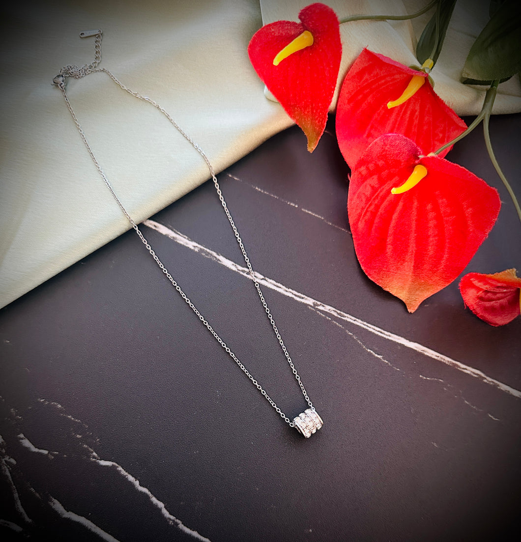 Silver Round Rhinestone Chain simple necklace IDW