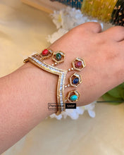 Load image into Gallery viewer, Moissanite Openable Baguette Multicolor Kada Bracelet
