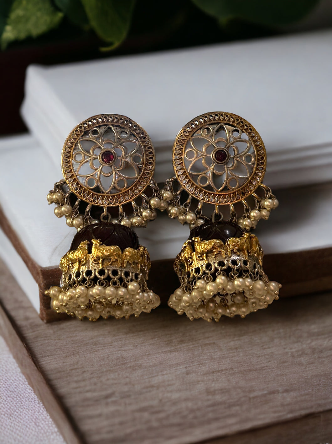 Nandi Wooden jhumka Unique earrings