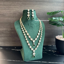 Load image into Gallery viewer, Tayani Green Double layered gold plated  Necklace set.

