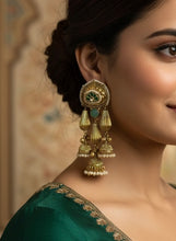 Load image into Gallery viewer, Three jhumkas 92.5 silver coated Fusion Ghungroo Kashmiri earrings
