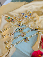 Load image into Gallery viewer, Dainty Golden Lotus Jadau pachi choker Necklace set temple  jewelry
