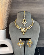 Load image into Gallery viewer, White Pearl Drop Kundan back Meenakari Necklace set
