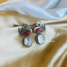 Load image into Gallery viewer, Inlay Peacock Designer Moissanite Uncut Kundan Amrapali carved Earrings
