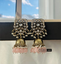 Load image into Gallery viewer, Kundan drop Pearl Jhumka earrings
