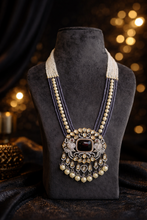 Load image into Gallery viewer, 22k Gold plated Tayani Long Purple Premium Statement Necklace set
