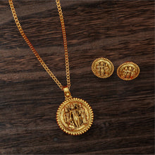 Load image into Gallery viewer, Ram Darbar gold antique Temple Pendant Necklace set
