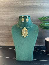 Load image into Gallery viewer, Yellow Inlay Gold plated moissanite Stone Hasli Dainty Necklace set
