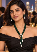 Load image into Gallery viewer, Long Pearl Hydro Beads American Diamond Necklace set
