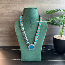 Load image into Gallery viewer, Blue Afghani Real Mirror  Navratri Necklace
