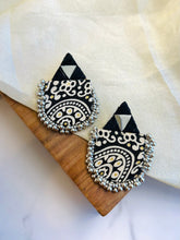 Load image into Gallery viewer, Printed Fabric Oxidised Handmade earrings
