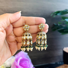 Load image into Gallery viewer, Tayani statement 22k Gold plated Pearl jhumki  Earrings
