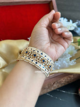 Load image into Gallery viewer, Blue Ivory Meenakari tayani 22k gold plated Board Statement kada bangle
