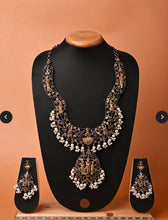 Load image into Gallery viewer, German Silver Ram Parivar ruby Big Statement Necklace set
