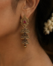 Load image into Gallery viewer, Small Kemp Stone Brass Jhumka Earrings Traditional
