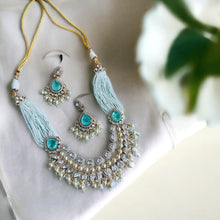 Load image into Gallery viewer, Mint Doublet Tayani 22k gold plated double layer necklace set
