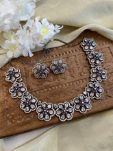 Load image into Gallery viewer, Anaya Flower Victorian Purple American Diamond Necklace set
