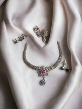Load image into Gallery viewer, Changeable Multicolor Flower cz ethnic Necklace set
