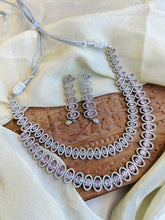 Load image into Gallery viewer, Silver Two Layered American Diamond cz Necklace set
