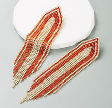 Load image into Gallery viewer, Long Rhinestone summer Tassel Earrings IDW
