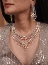 Load image into Gallery viewer, Golden layered Premium american diamond necklace set
