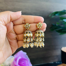 Load image into Gallery viewer, Tayani statement 22k Gold plated Pearl jhumki  Earrings
