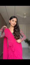 Load image into Gallery viewer, Pink Multicolor Ruffle lehenga  saree ready to wear Saree women clothing
