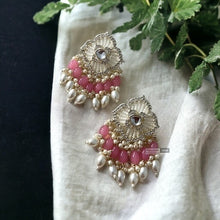 Load image into Gallery viewer, Pearl Kundan cz Medium Pearl Drop dangling earrings
