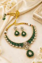 Load image into Gallery viewer, Green Premium Moissanite Stone Designer Necklace set
