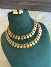 Load image into Gallery viewer, Double Layer lakshmi ji Coin Ethnic Necklace set
