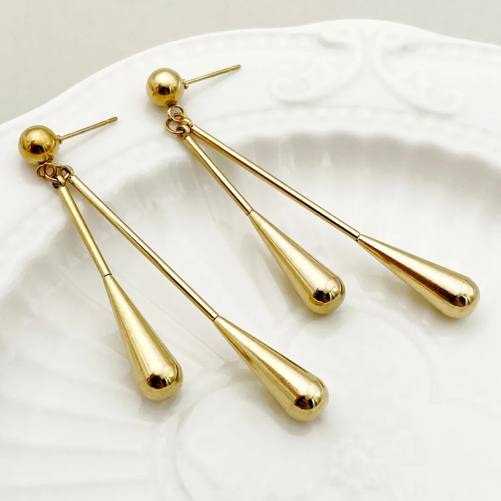 18k gold plated Stainless Steel dangling  earrings IDW