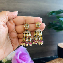 Load image into Gallery viewer, Tayani statement 22k Gold plated Pearl jhumki  Earrings
