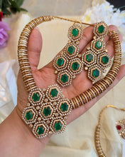 Load image into Gallery viewer, Moissanite Hasli Statement Kundan necklace set
