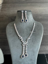 Load image into Gallery viewer, Layered Royal Blue layered Victorian American Diamond designer Necklace set
