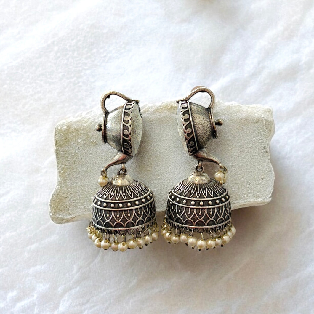 German Silver Lookalike kettle Small Jhumka Earrings