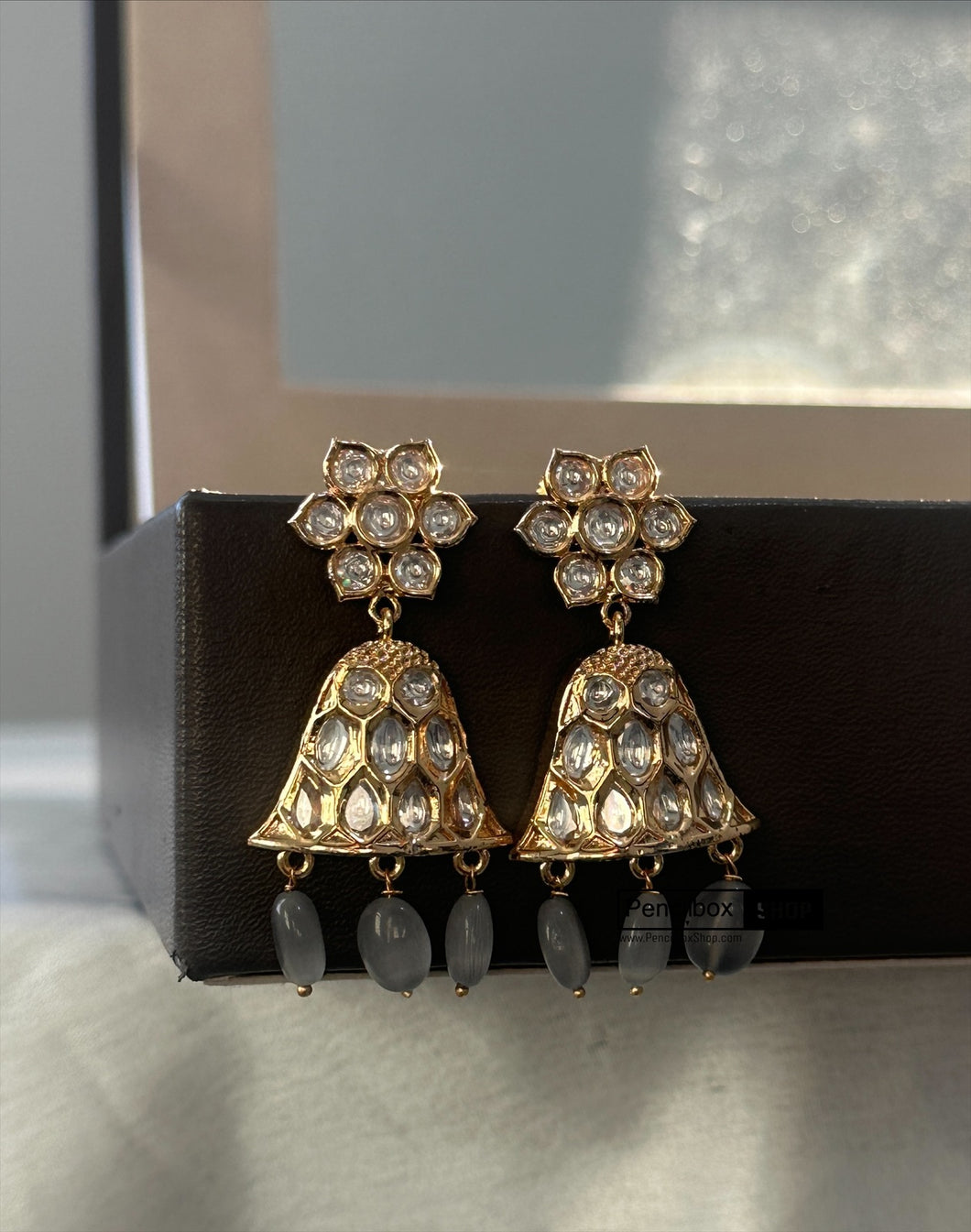 22k gold plated Tayani gold plated half Jhumki Earrings