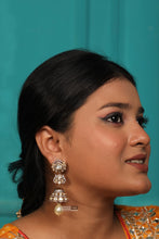 Load image into Gallery viewer, Tayani 22k gold plated White Premium Drop Jhumka Dangling Earrings
