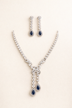 Load image into Gallery viewer, Layered Royal Blue layered Victorian American Diamond designer Necklace set
