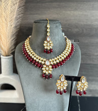 Load image into Gallery viewer, Rani Ruby Drop Kundan back Meenakari Necklace set
