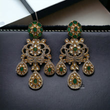 Load image into Gallery viewer, Moissanite american diamond Big long green Statement designer Earrings
