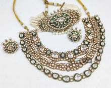 Load image into Gallery viewer, Kareena Inspired Grand Green Enamel Moissanite Kundan Necklace set

